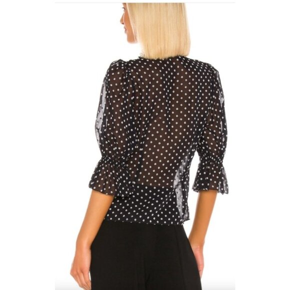 Alexis Calixte Top Black Embroidered Dot XS - Picture 2 of 8